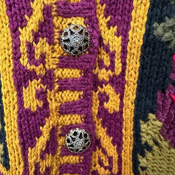 Vintage‎ Sweater 1993 Casual Corner Chunky Cardigan Y2K Floral Ramie Cotton M - Picture 7 of 7